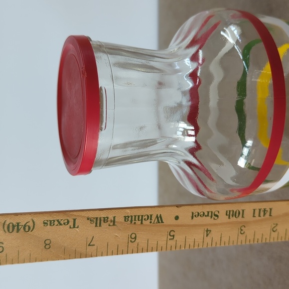 Vintage Flexeel Glass Juice Pitcher Carafe Decanter MCM Stripe Fiesta Print - Picture 9 of 10